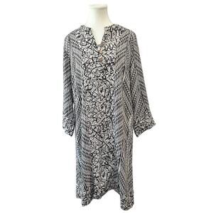 Soft Surroundings Black & Ecru Raven Dress Size Medium Beachy Tunic Lagenlook